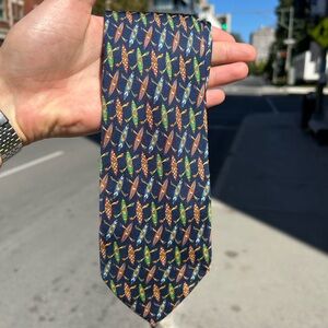 Salvatore Ferragamo silk tie in canoe motif